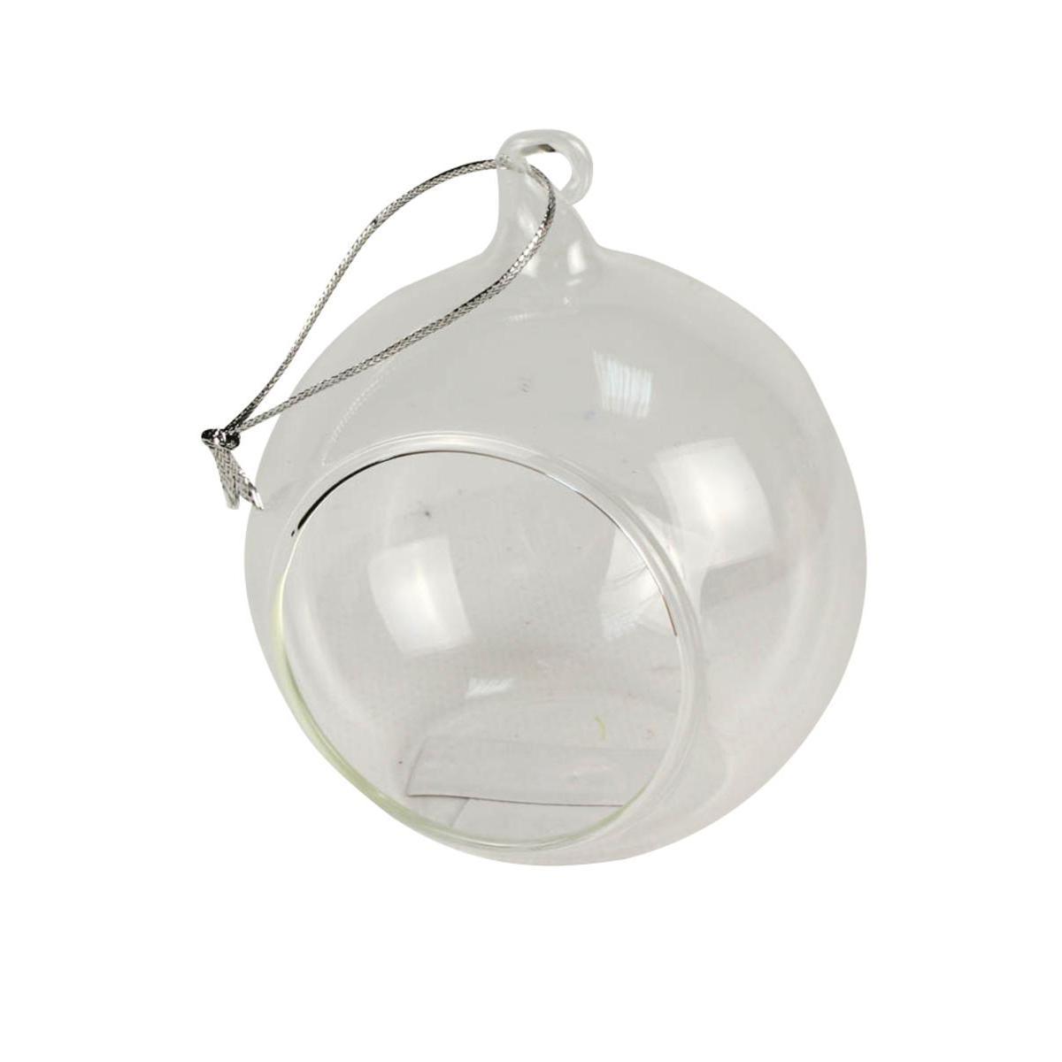 Boule ouverte à suspendre - Verre - Diamètre 8 cm - Blanc