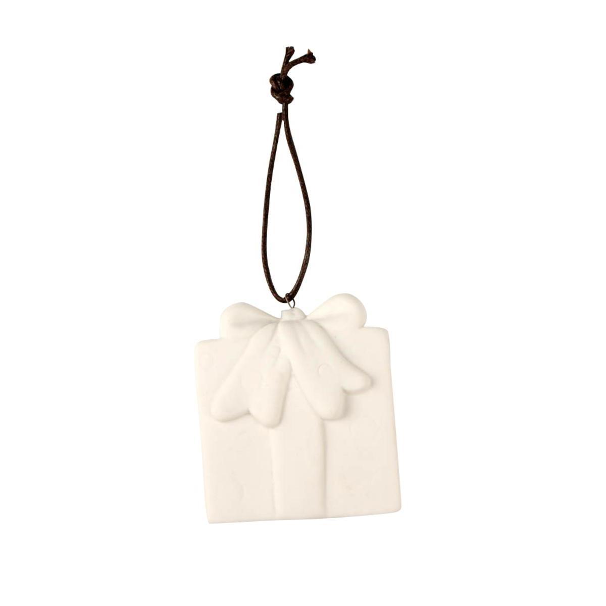 Cadeau à suspendre - Céramique - 9,8 x 5,5 x 5 cm - Blanc