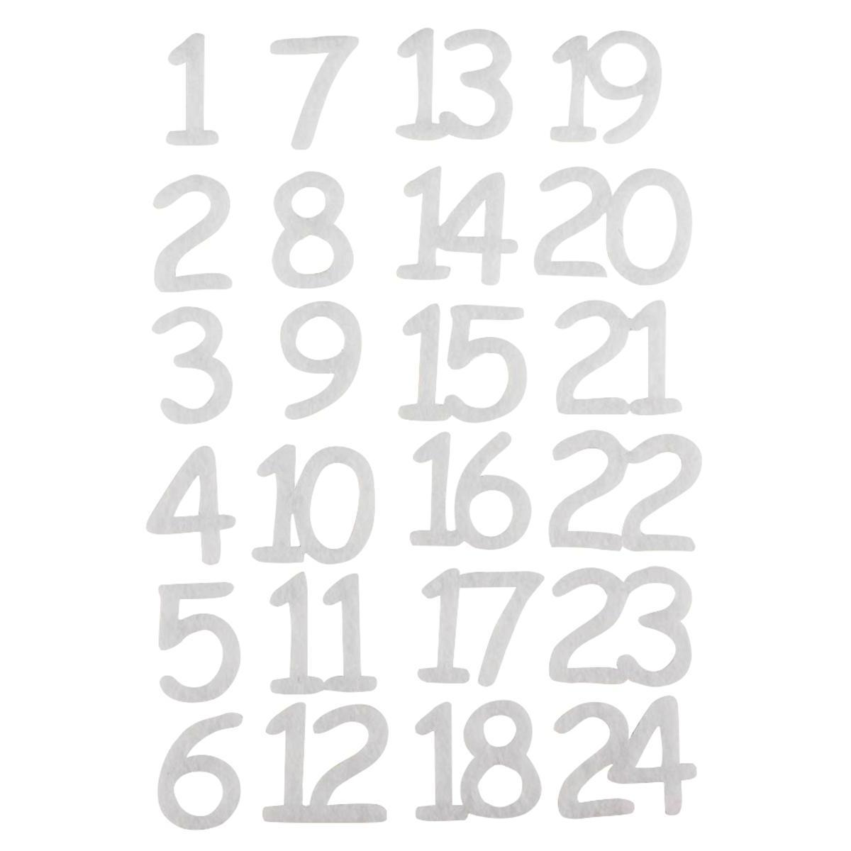 Lot de 24 stickers chiffres - Feutrine - 3 cm - Beige