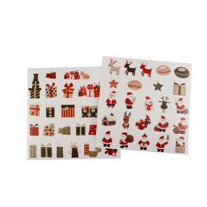 Lot de 48 stickers motifs Noël - Papier - 2 à 4,5 cm - Rouge