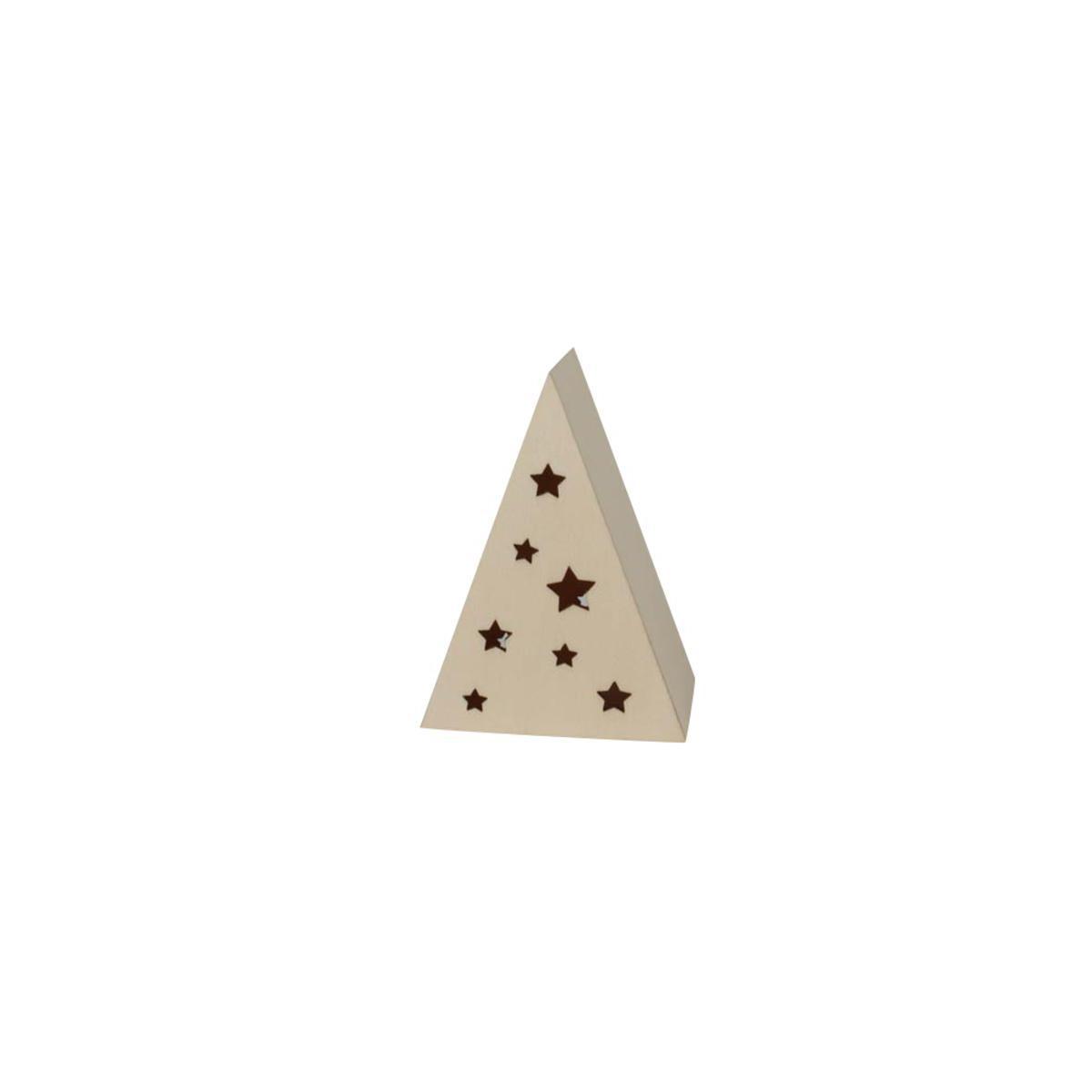 Sapin dentelle bougie LED - Bois - 9 x 6,5 x 4,5 cm - Beige