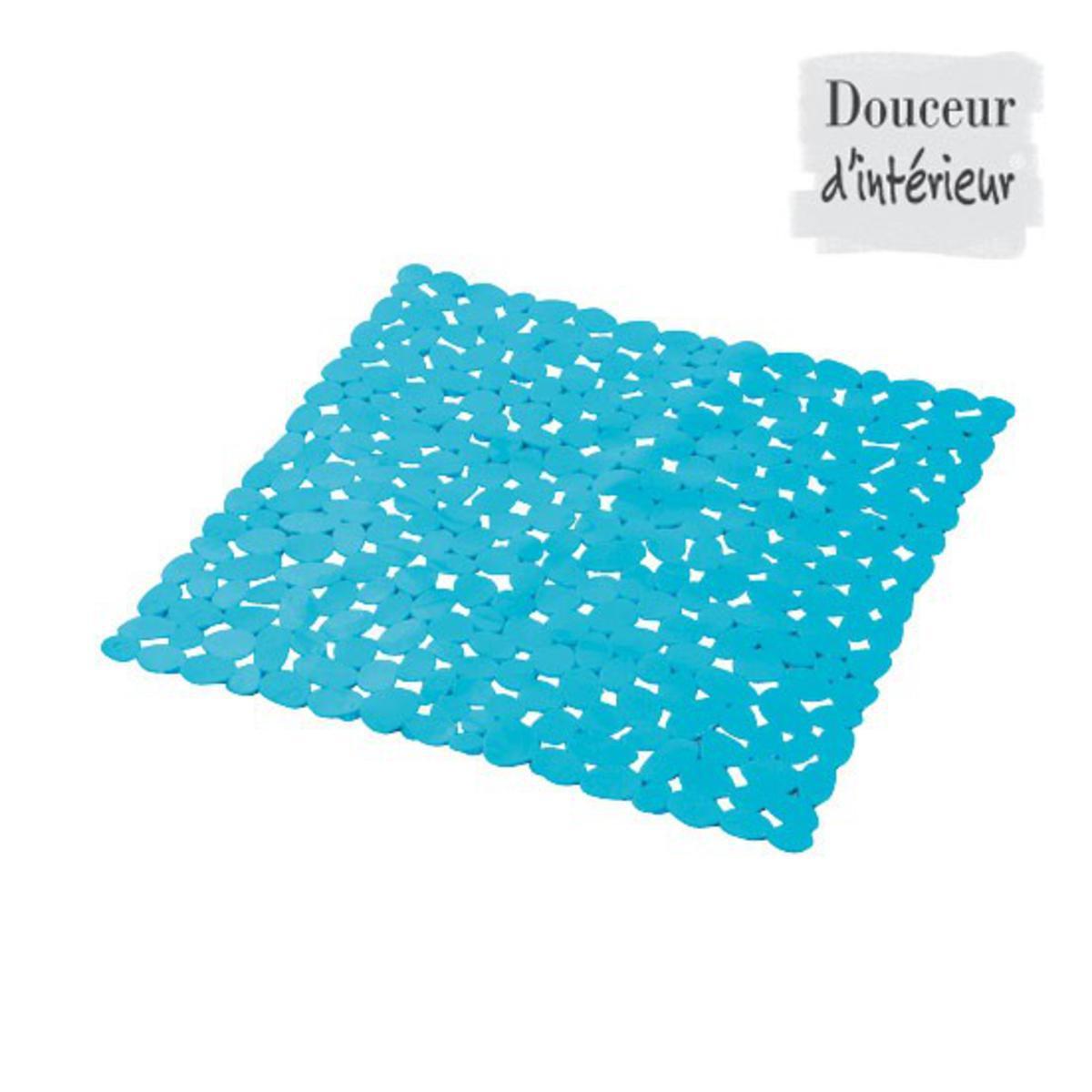 Fond de douche galet - PVC - 52 x 52 cm - Bleu océan