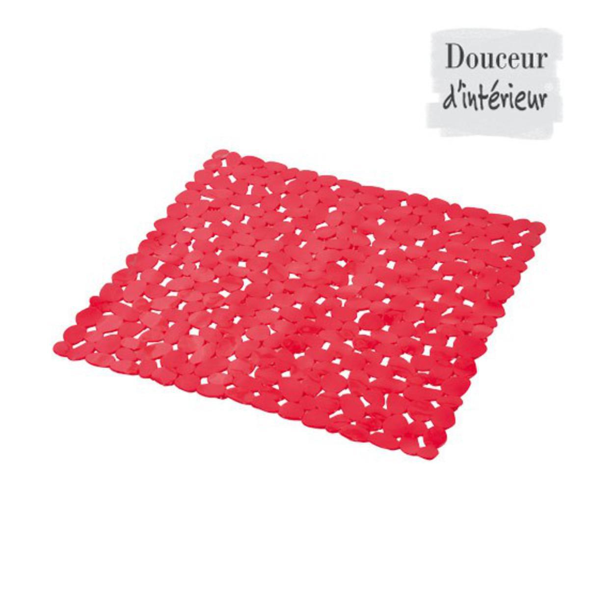 Fond de douche galet - PVC - 52 x 52 cm - Rouge