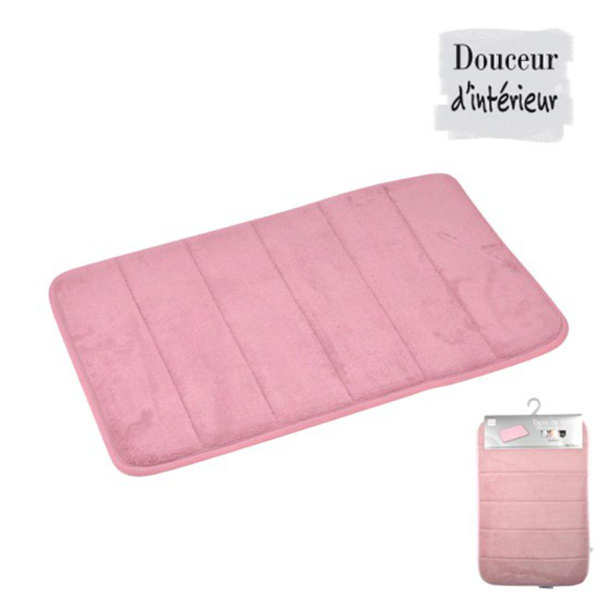 Tapis mémoire de forme - Microfibre - 40 x 60 cm - Rose poudré