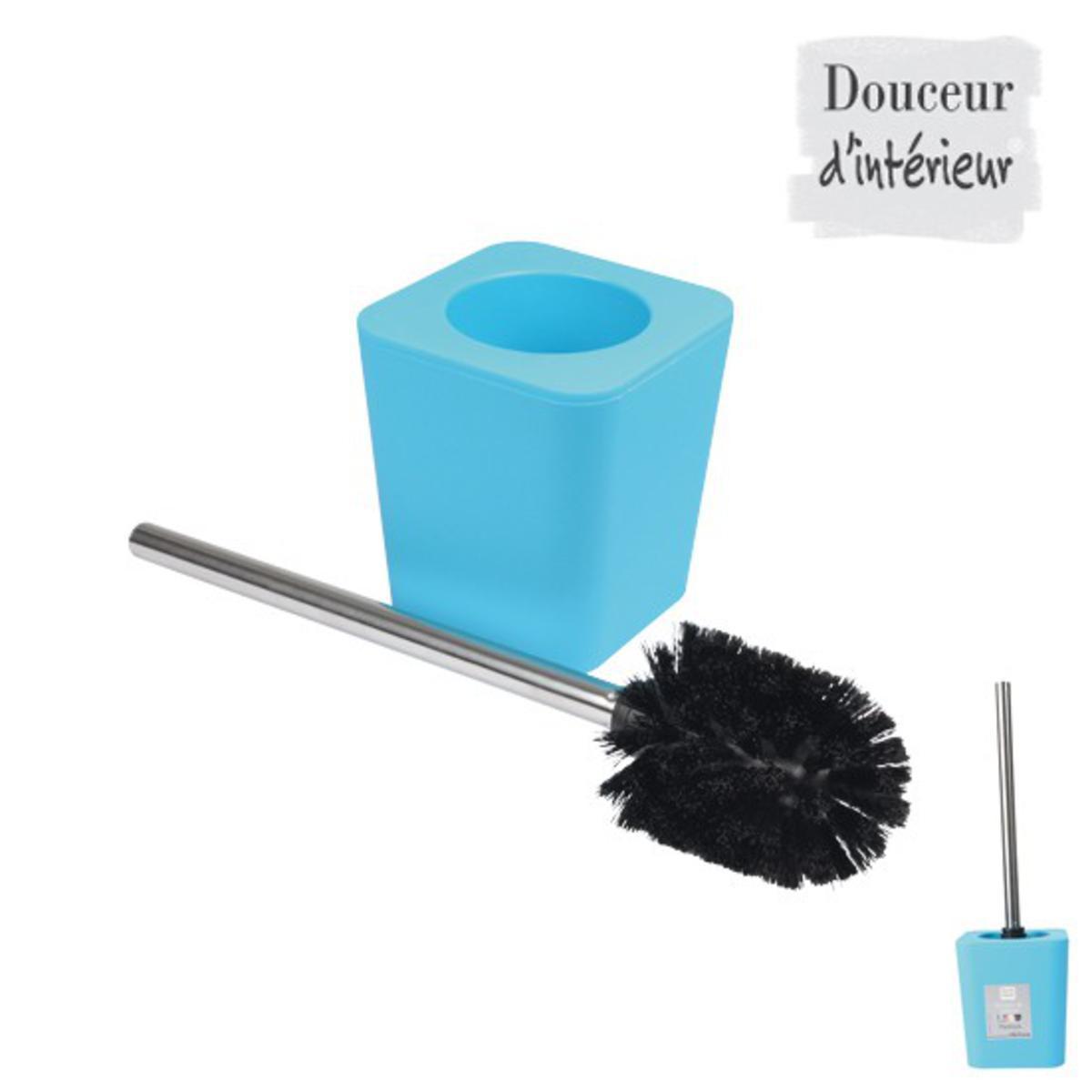 Brosse WC - Plastique et inox - Ø 9,5 x H 38 cm - Bleu océan