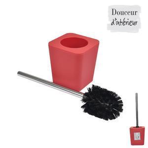 Brosse WC - Plastique et inox - Ø 9,5 x H 38 cm - Rouge