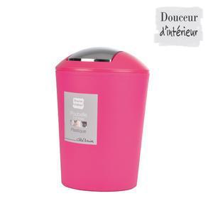 Poubelle flic flac - Plastique - Ø 19 x H 28,5 cm - Rose fuchsia