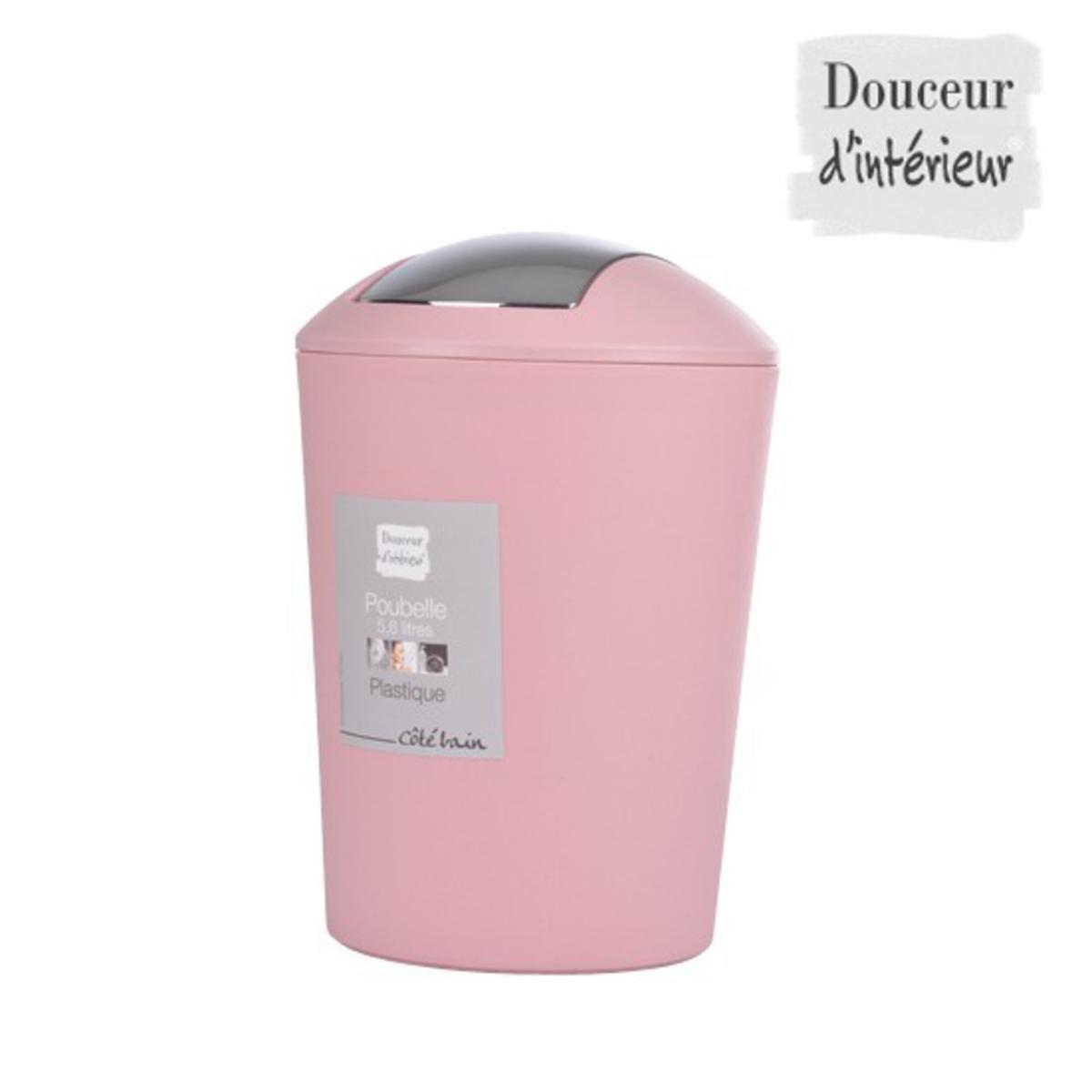 Poubelle flic flac - Plastique - Ø 19 x H 28,5 cm - Rose poudré