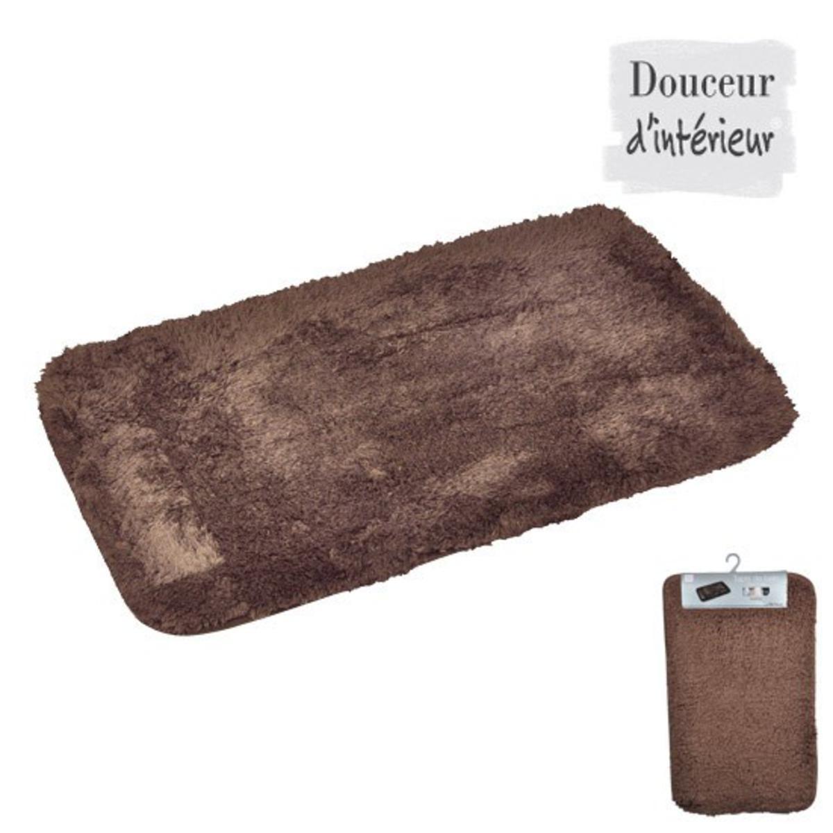 Tapis de bain chinchilla - Polyester Microfibre - 50 x 80 cm - Marron chocolat