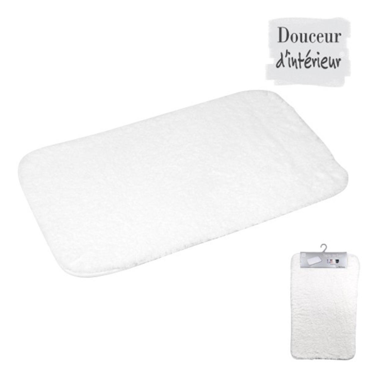 Tapis de bain chinchilla - Polyester Microfibre - 50 x 80 cm - Blanc