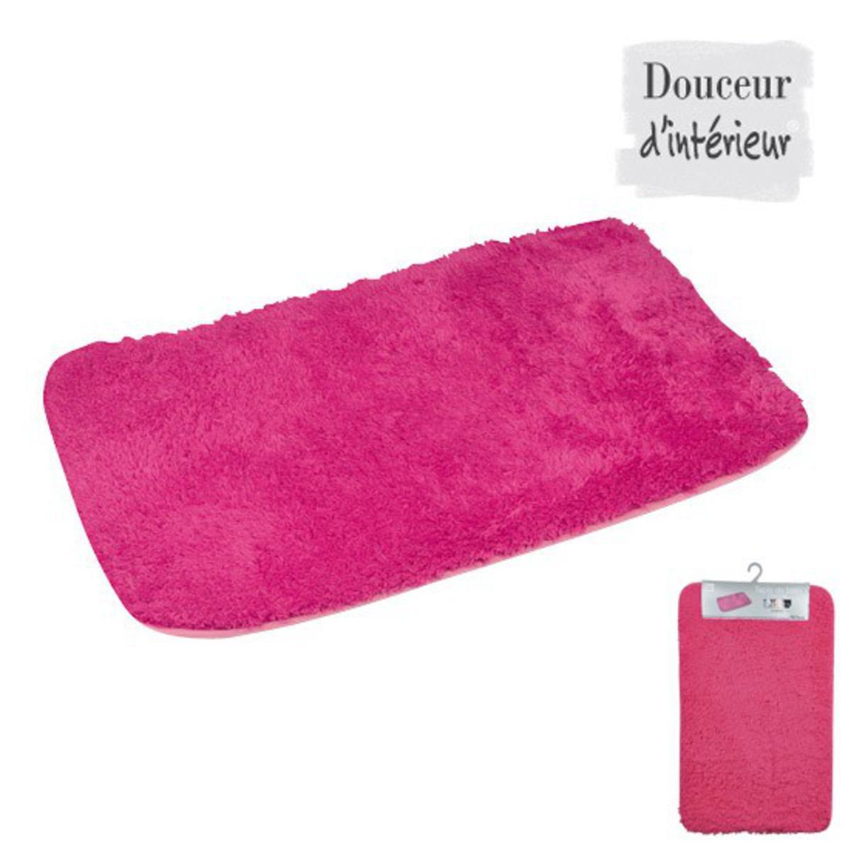 Tapis de bain chinchilla - Polyester Microfibre - 50 x 80 cm - Rose fuchsia