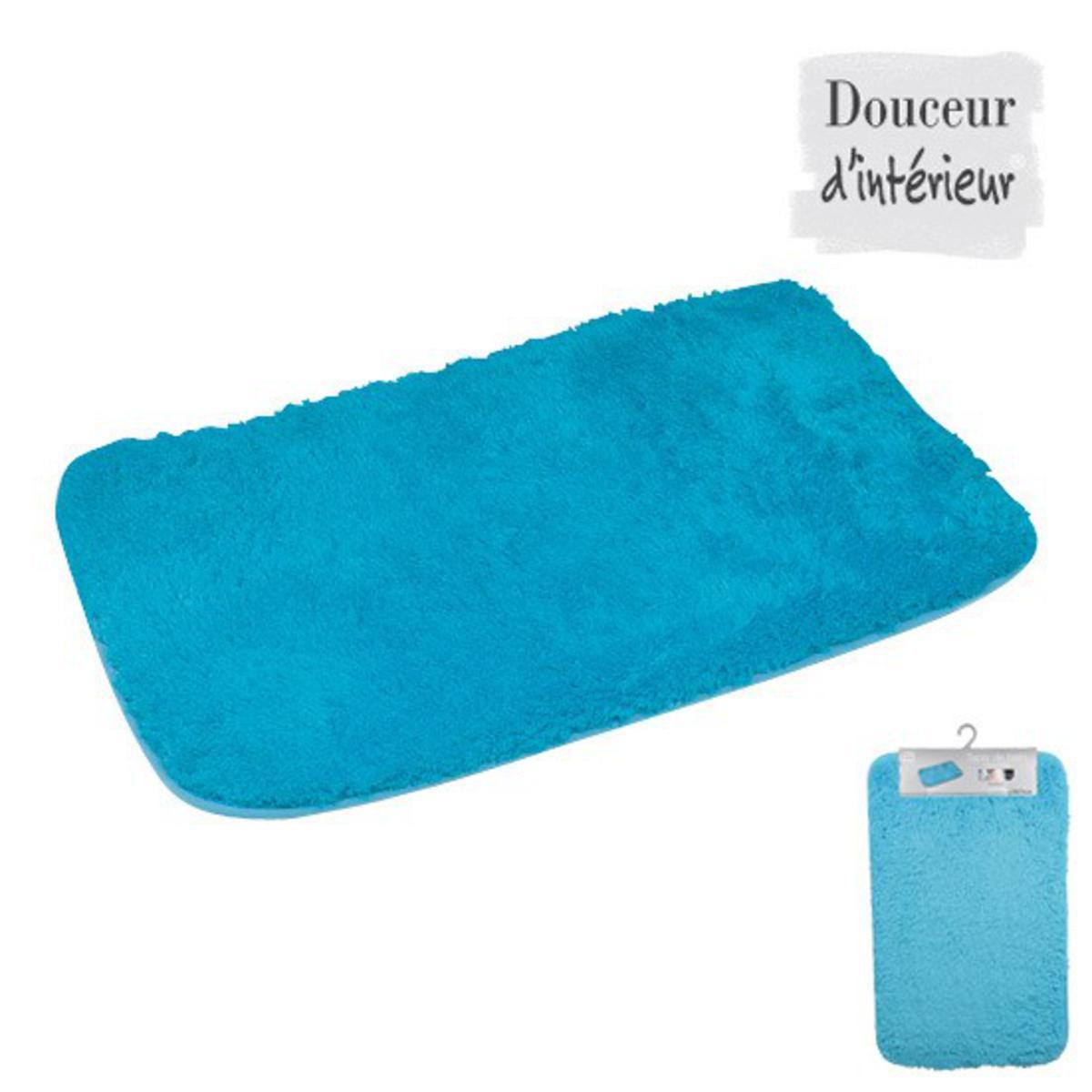 Tapis de bain chinchilla - Polyester Microfibre - 50 x 80 cm - Bleu océan