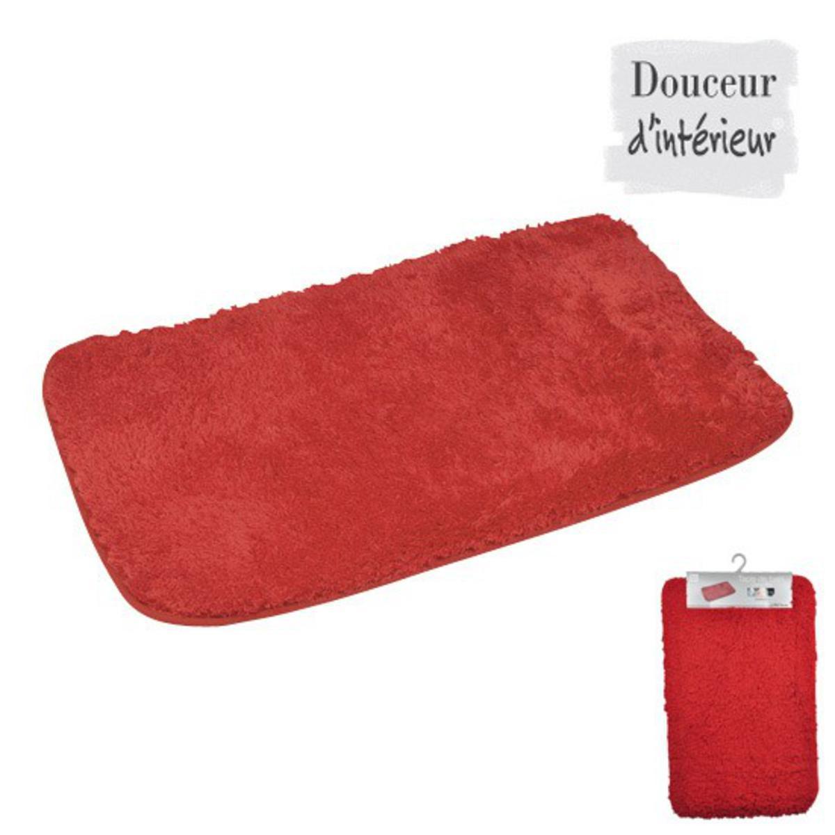 Tapis de bain chinchilla - Polyester Microfibre - 50 x 80 cm - Rouge