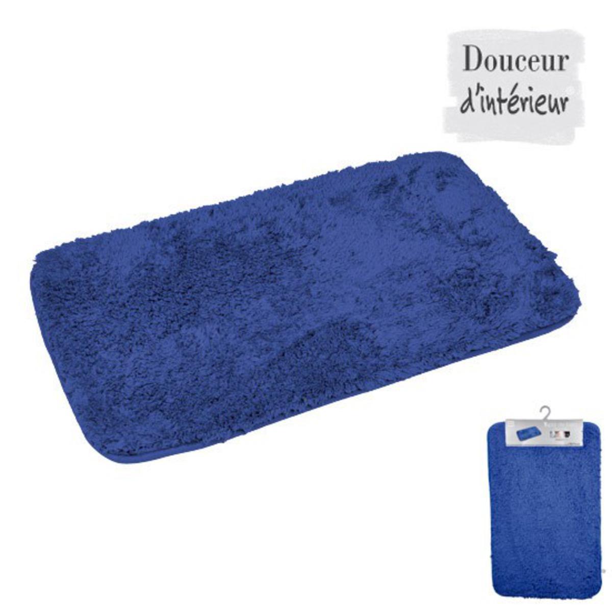 Tapis de bain chinchilla - Polyester Microfibre - 50 x 80 cm - Bleu roi
