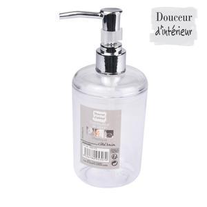 Distributeur de savon translucide - Plastique - 7 x H 16 cm - Blanc