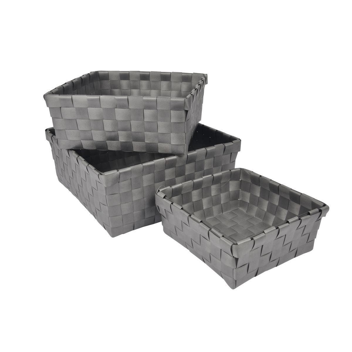 Panier tressé -moyen - L 18 x H 7.5 x l 18 cm - Gris