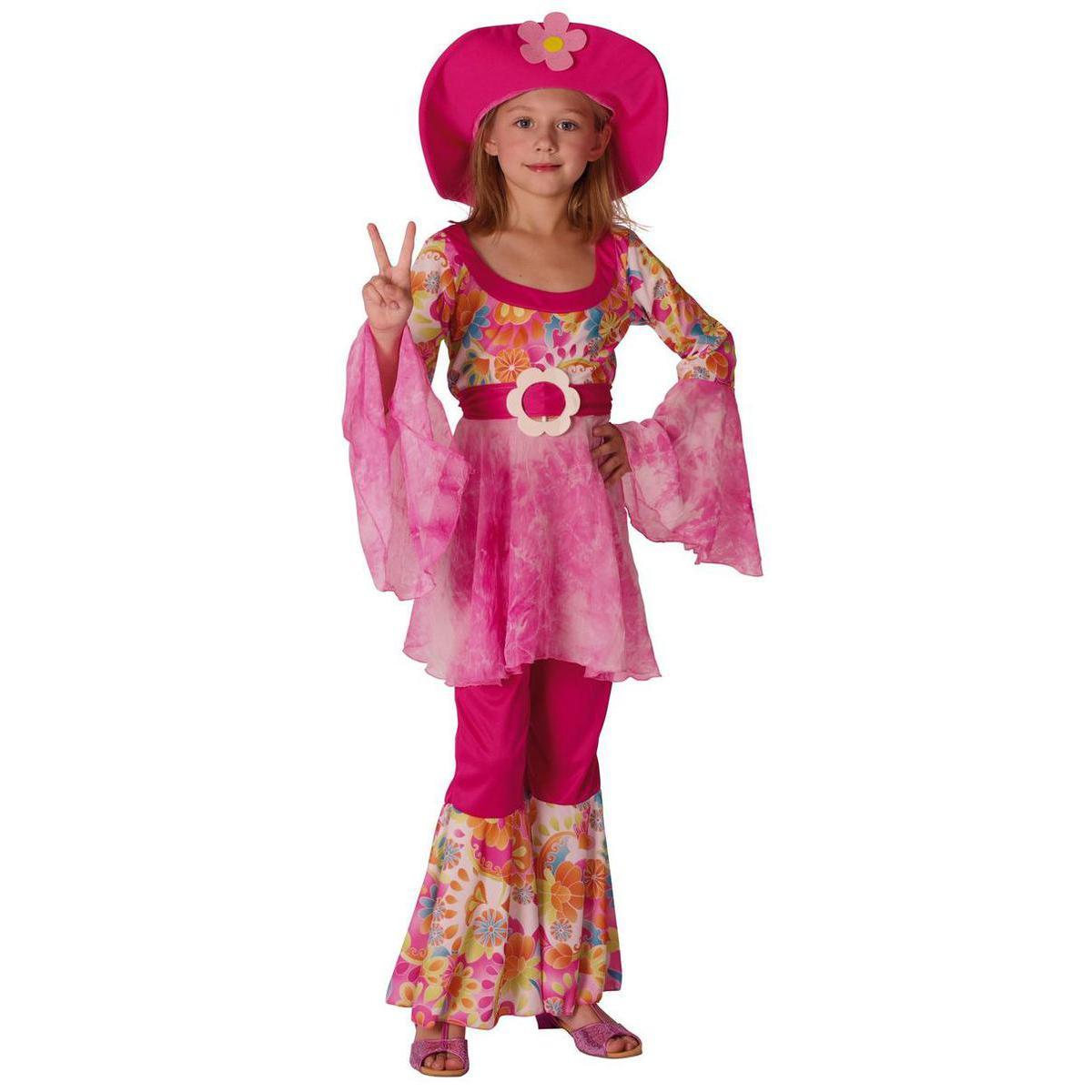 Costume enfant Hippie pour fille en polyester - L - Rose