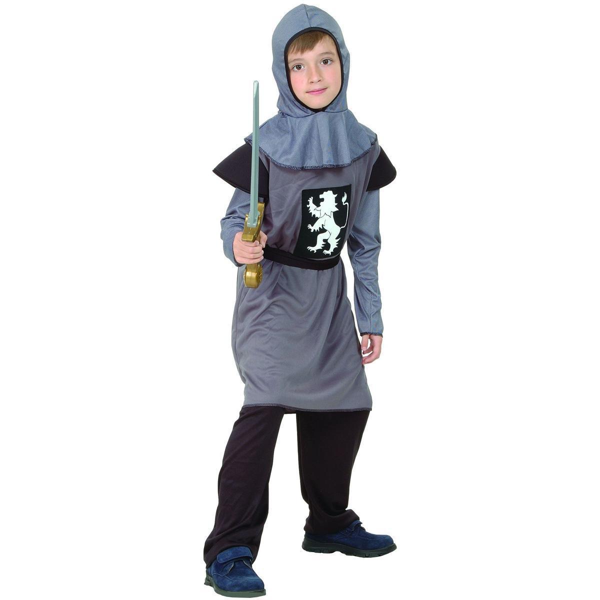 Costume enfant chevalier médiéval en polyester - S - Gris