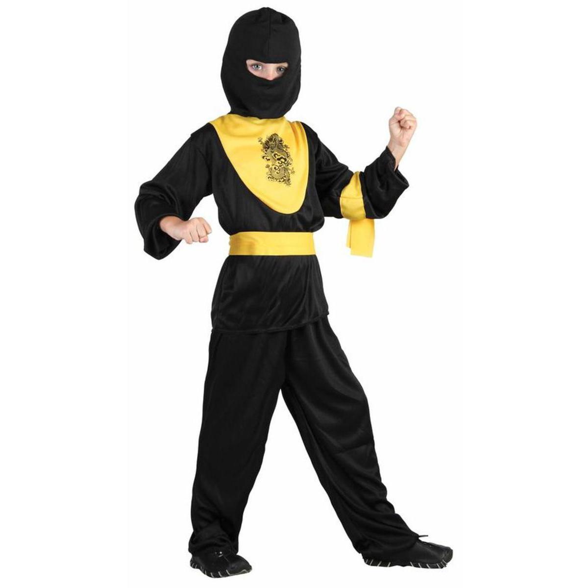 Costume enfant luxe Ninja en polyester - L - Noir, jaune