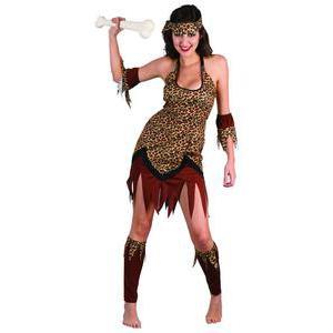 Costume femme des cavernes en polyester - Taille Unique - Multicolore