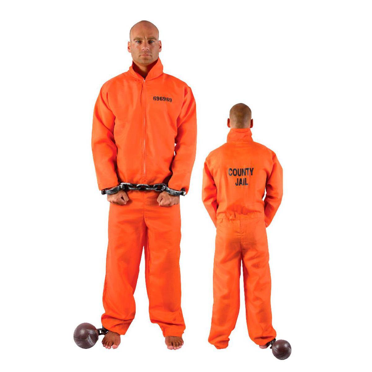 Costume prisonnier américain en polyester - Taille unique - Orange
