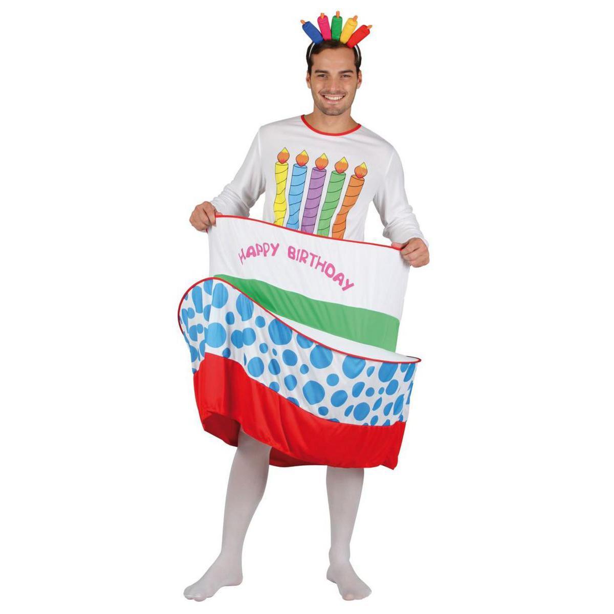 Costume homme Gâteau d'anniversaire en polyester - Taille unique - Multicolore