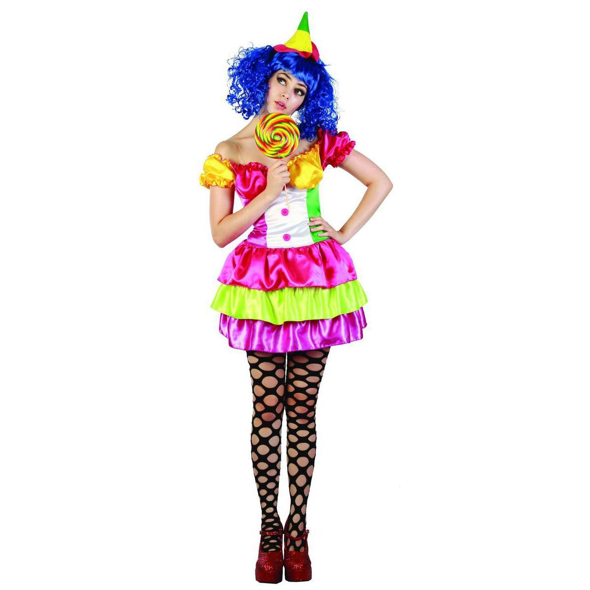 Costume adulte de clown Sexy en polyester - S/M -Multicolore