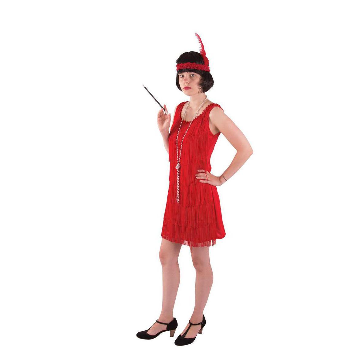Costume adulte robe charleston en polyester - Taille unique - Rouge