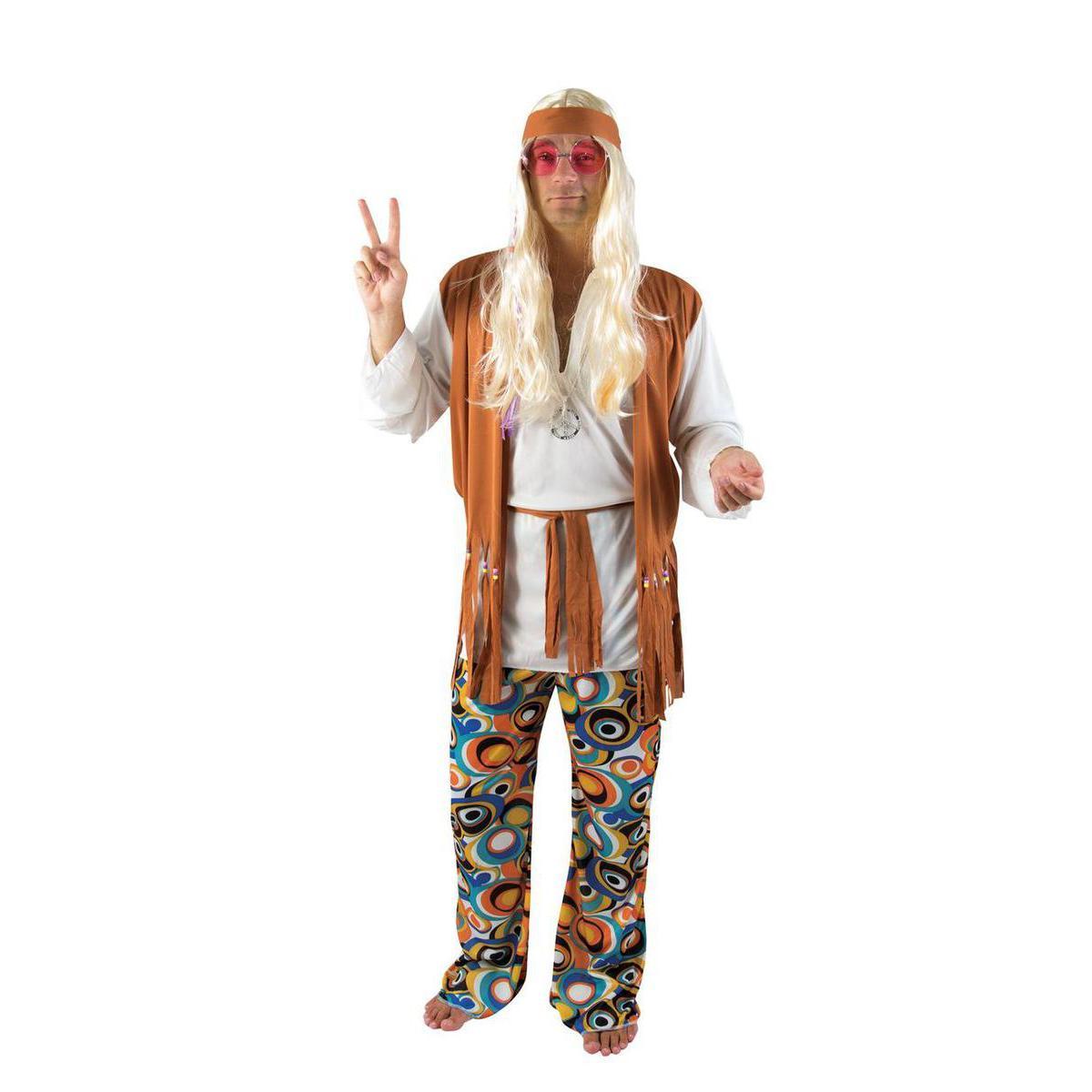 Costume adulte hippie homme en polyester - Taille unique - Noir