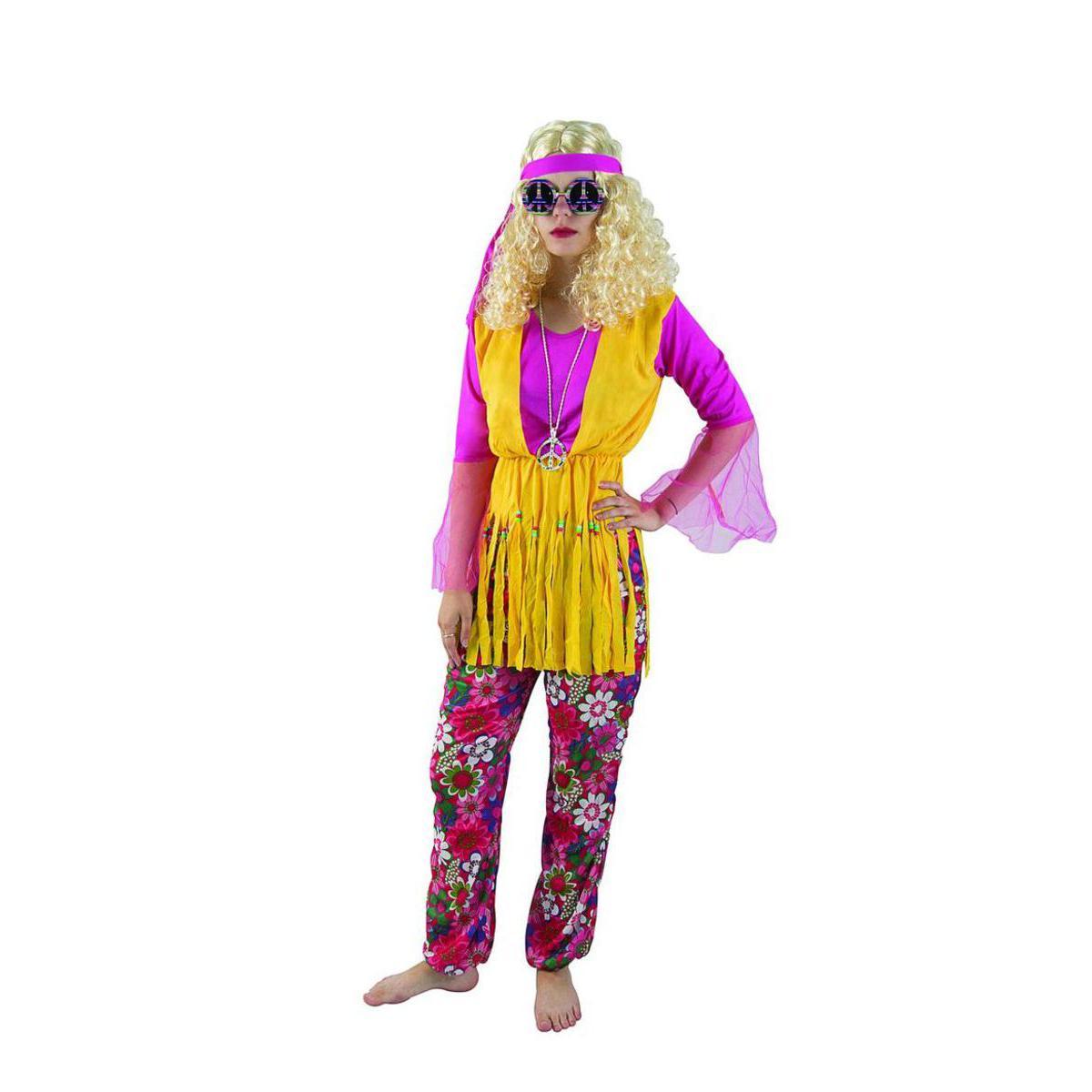 Costume adulte hippie femme en polyester - Taille unique - Multicolore