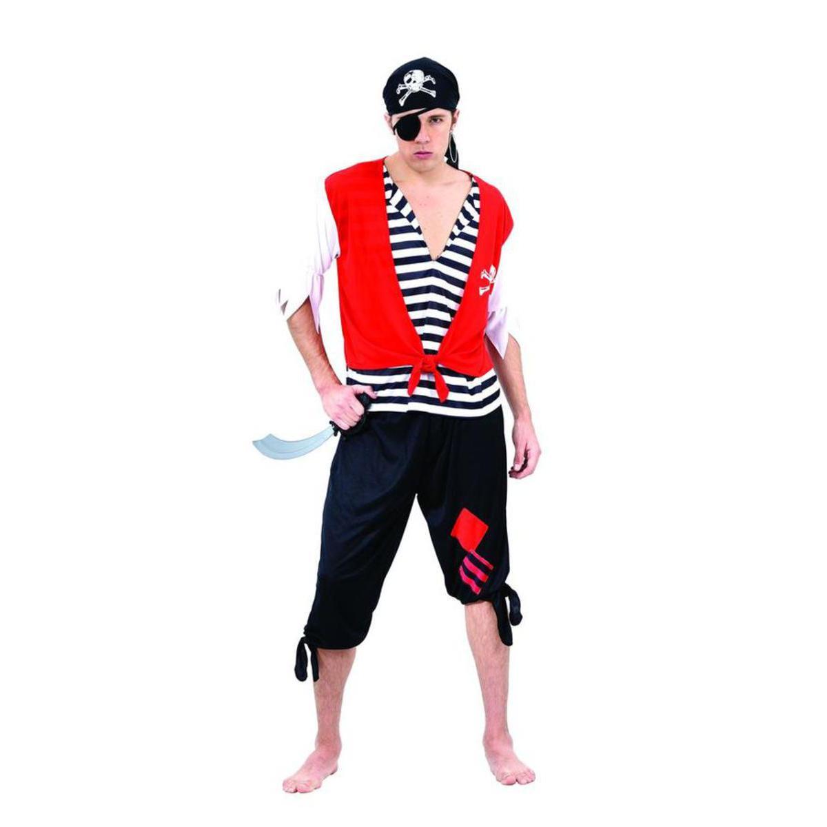 Costume adulte pirate en polyester - Taille unique - Multicolore