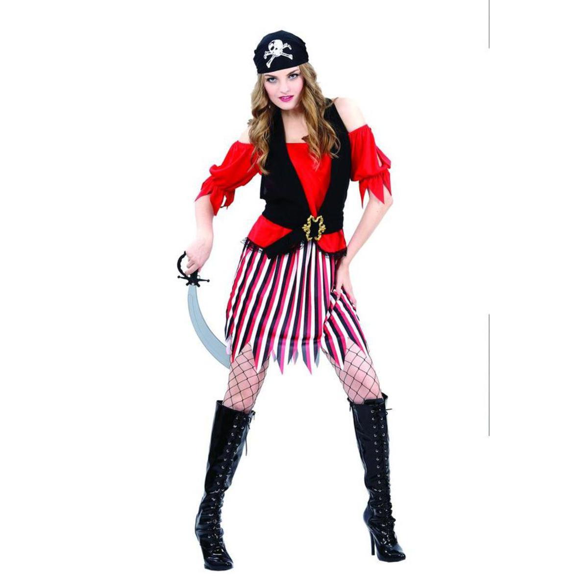Costume adulte femme pirate en polyester - Taille unique - Multicolore