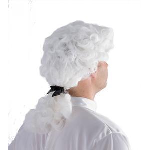 Perruque de marquis en polyester - 38 x 18 cm - Blanc