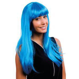 Perruque Lola en polyester - 53 x 20 cm - Bleu turquoise