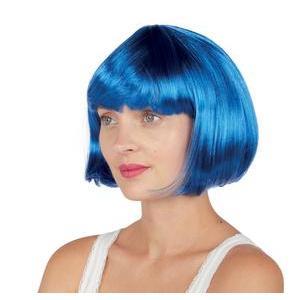 Perruque cabaret en polyester - 42 x 23 cm - Bleu