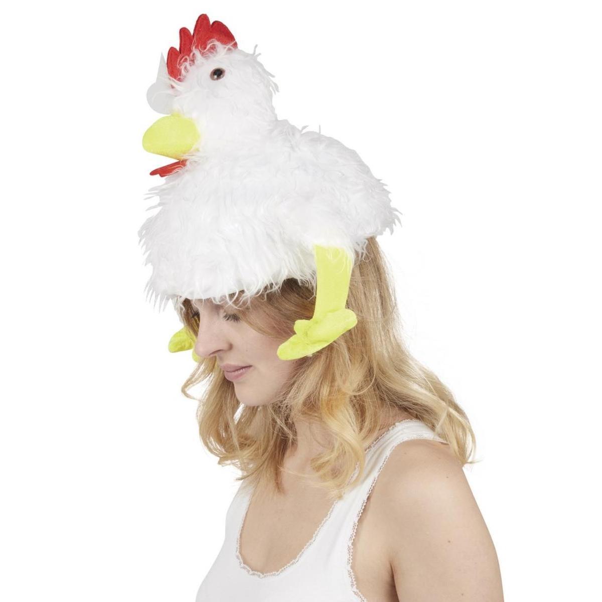 Chapeau poule en polyester - 28 x 24 x H 36 cm - Multicolore