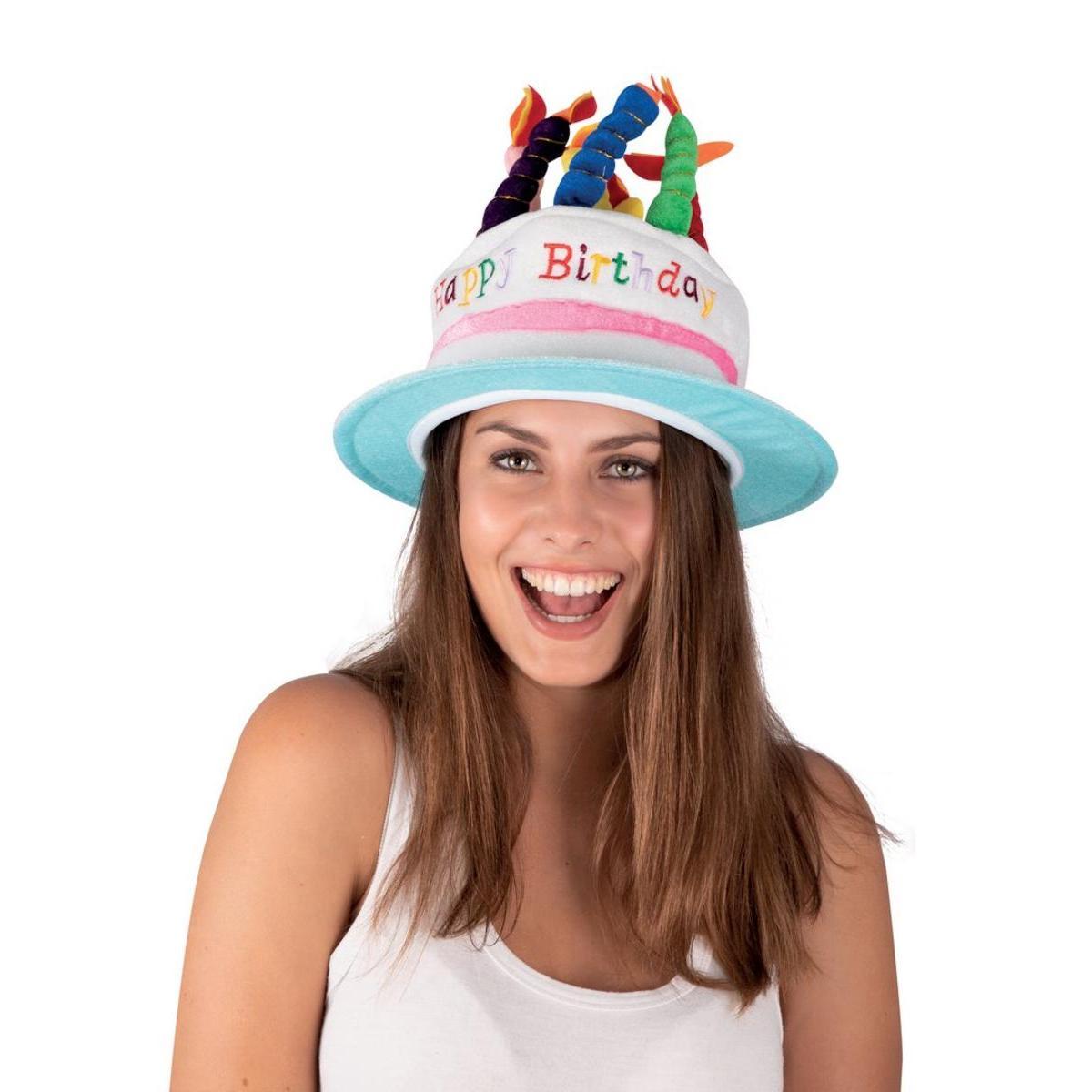 Chapeau gâteau d'anniversaire en polyester - 28,5 x 30,5 x H 25 cm - Multicolore