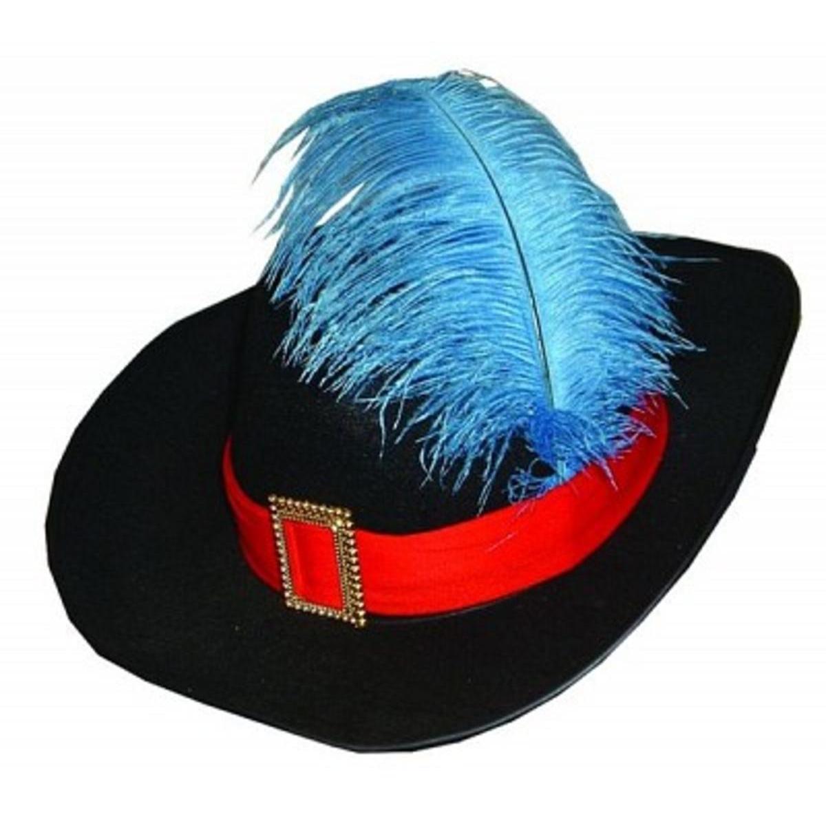 Chapeau de mousquetaire en feutre - 41 x 31 x H 12 cm - Noir