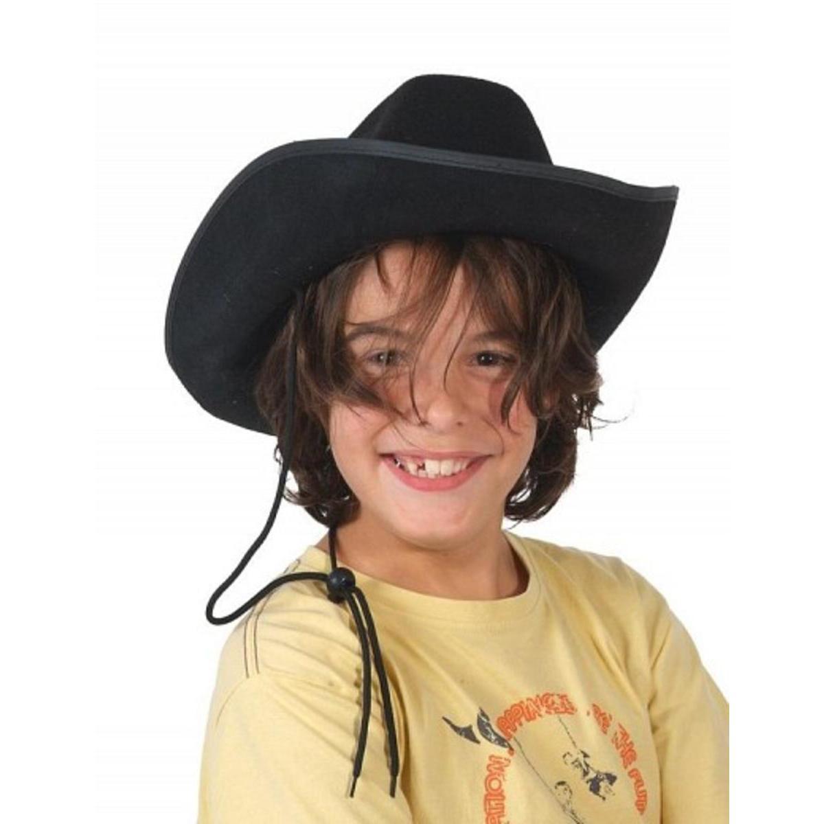 Chapeau de cowboy pour enfant en feutre - 34 x 26 x H 12 cm - Noir