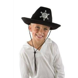 Chapeau de shérif pour enfant en feutre - 33 x 26 x H 12 cm - Noir