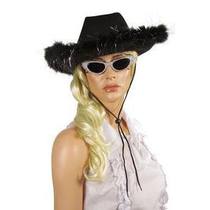 Chapeau de cow girl en feutre - 38 x 36 x H 10 cm - Noir