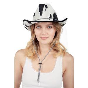 Chapeau de cowboy motif vache en polyester - 36 x 32 x H 15 cm - Multicolore
