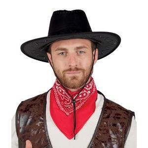 Chapeau de cowboy nubuck en polyester - 38 x 34 x H 14 cm - Noir