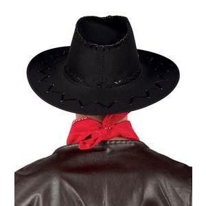 Chapeau de cowboy nubuck en polyester - 38 x 34 x H 14 cm - Noir