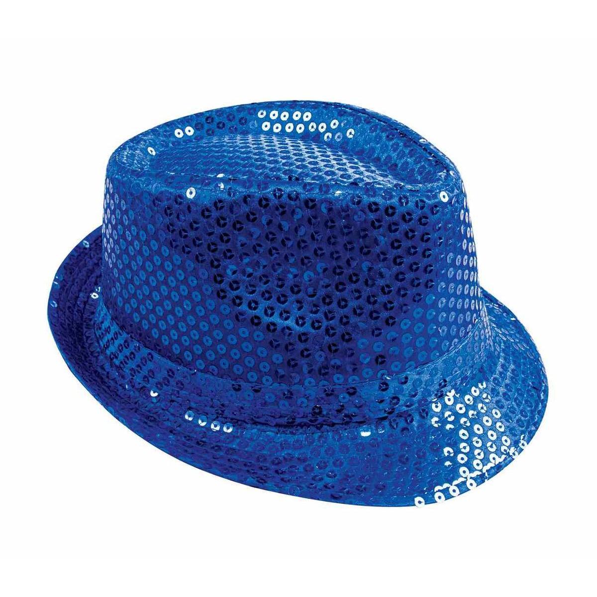 Chapeau à sequins en polyester - 28 x 23 x H 12 cm - Bleu