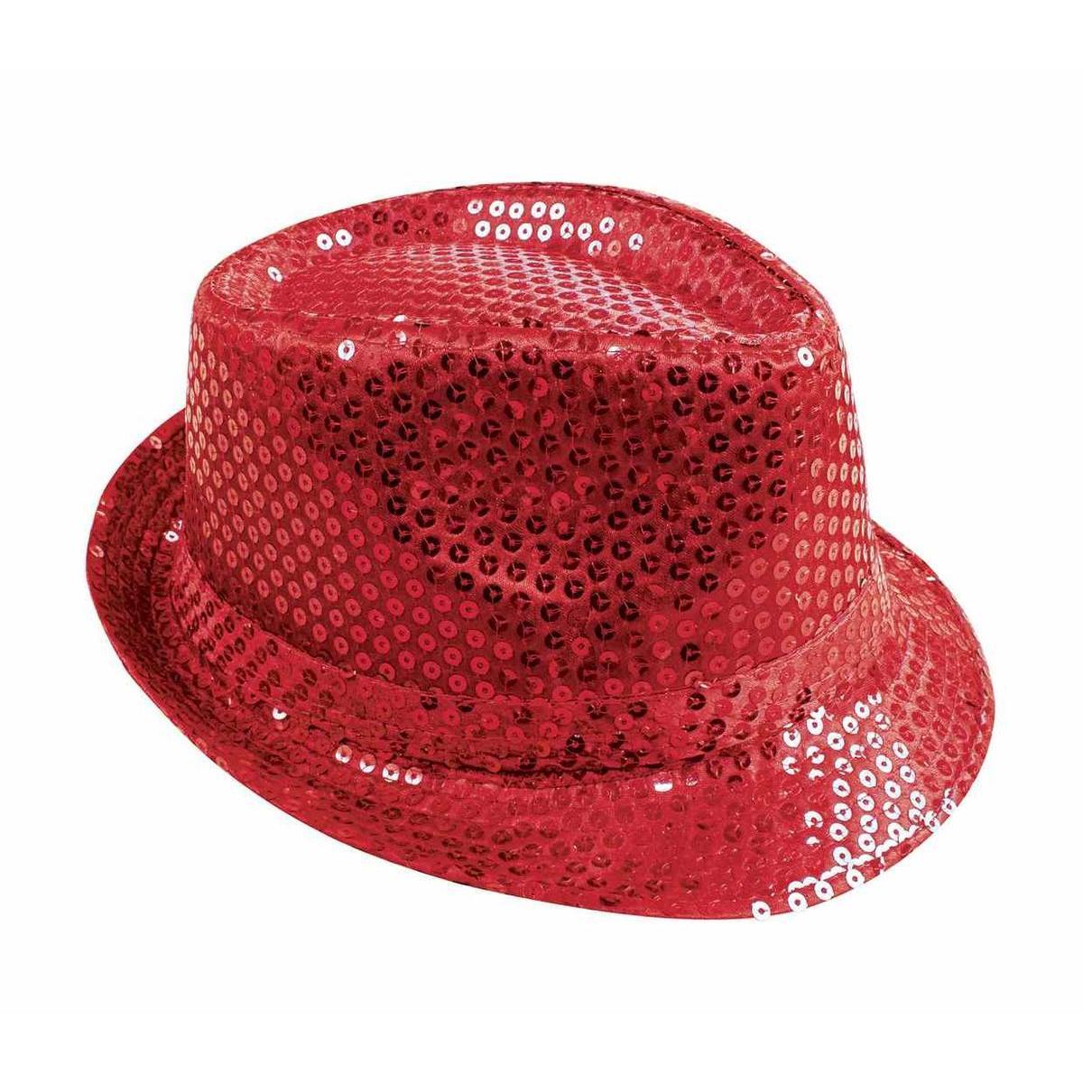 Chapeau à sequins en polyester - 28 x 23 x H 12 cm - Rouge