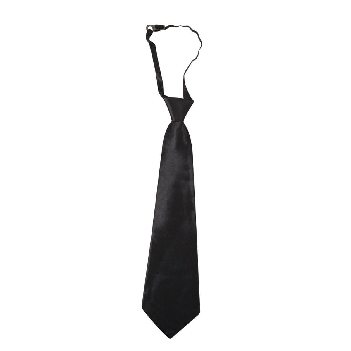 Cravate à élastique en polyester - 40 x 9 cm - Noir