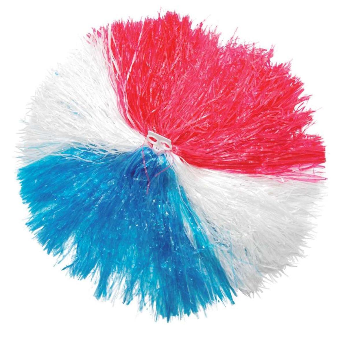 Pom-pom en plastique - 36 x 40 cm - Bleu, blanc, rouge