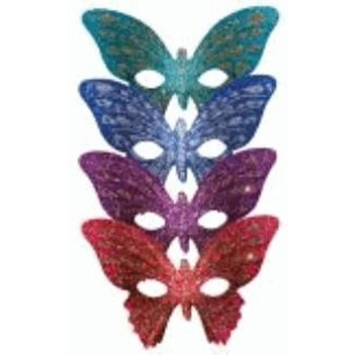 Loup papillon pailleté en plastique - 23 x 16 cm - Multicolore