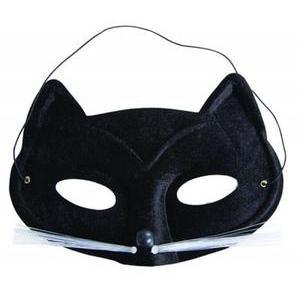 Loup chat moustache en polyester - 17 x 10 cm - Noir